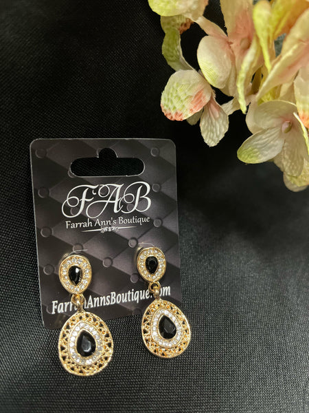 Gold Tone & Rhinestone Earrings