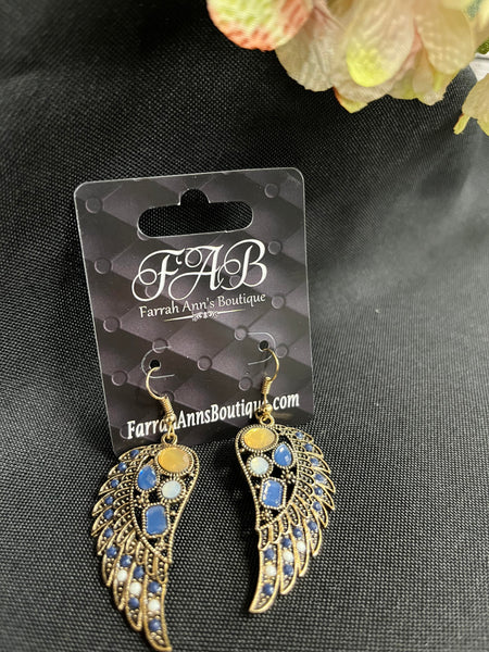 Blue Layered Leaf Earrings
