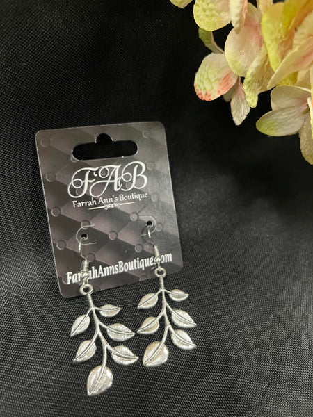 Silver Tone Leaf Earrings