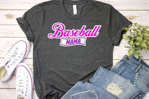 Baseball Mama-Charcoal T Shirt