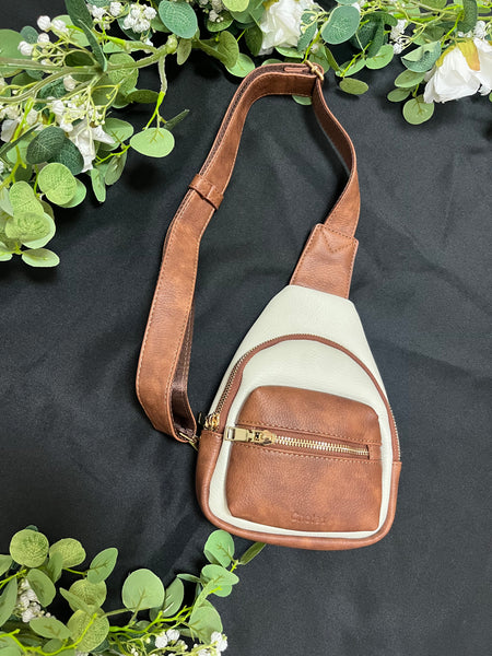Brown/Ivory Leather Chest bag