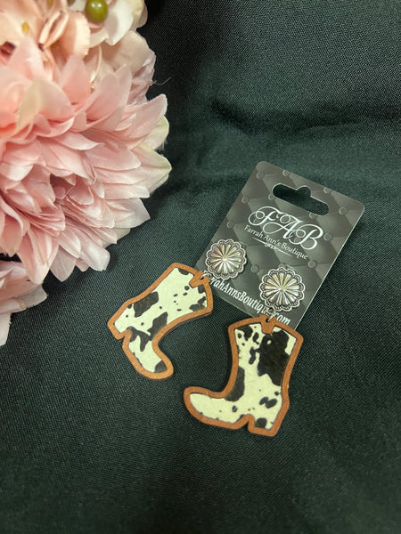 Cowprint Boots Earrings