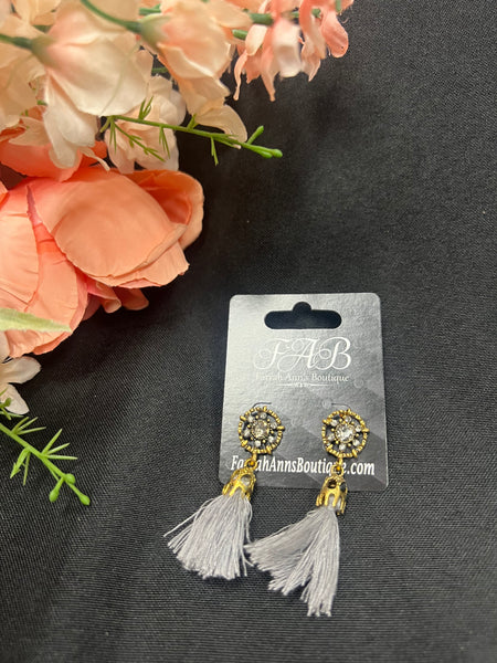 Gray Tassel Earrings