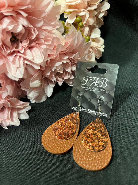 Brown Leather Earrings