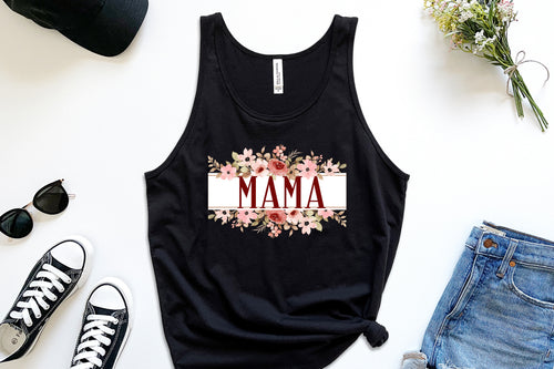 Mama Flowers Black Tank
