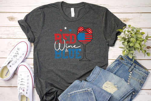 Red, Wine, & Blue Charcoal T Shirt