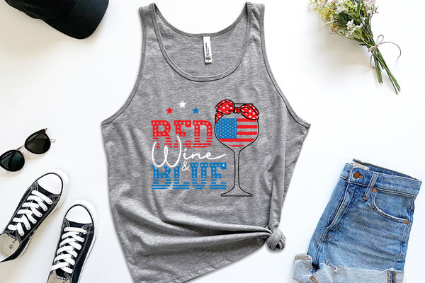 Red, Wine, & Blue Gray Tank