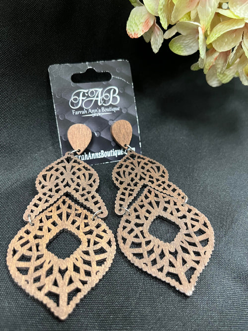 Layered Wooden Earrings