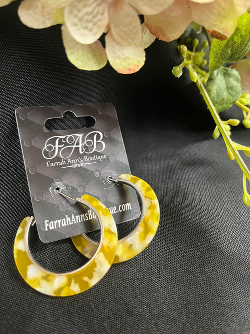 Yellow Acrylic Hoop Earrings