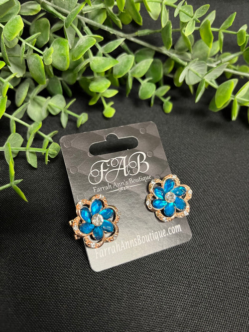 Blue Flower Stud Earrings