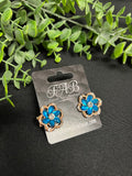 Blue Flower Stud Earrings