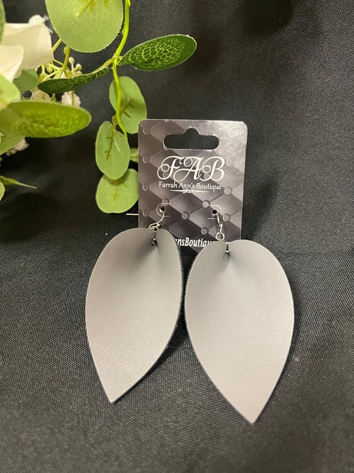 Gray Leather Earrings