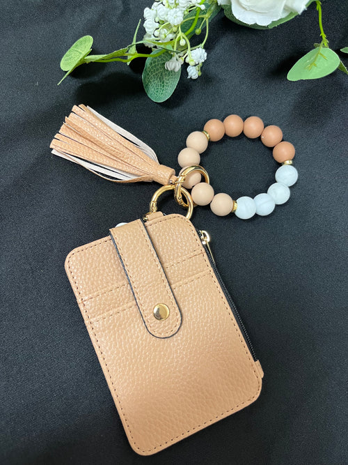 Brown Beaded Card Holder