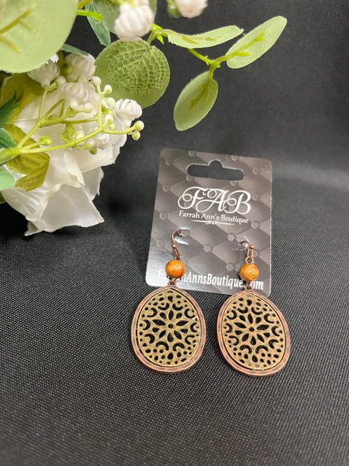 Brown Oval Earrings