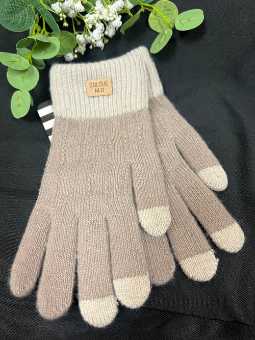 Knit Touchscreen Gloves- Taupe