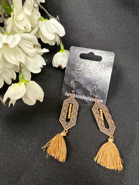 Brown Tone Tassel Earrings