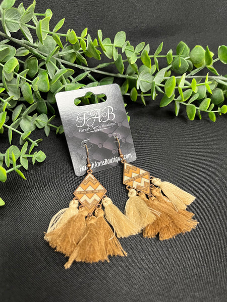 Two Tone Brown Tassel Earrings