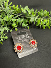 Red Flower Stud Earrings