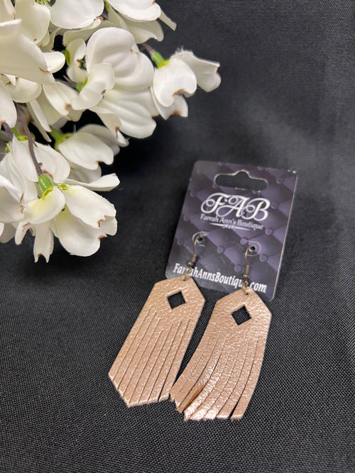 Rose Gold Leather Earrings