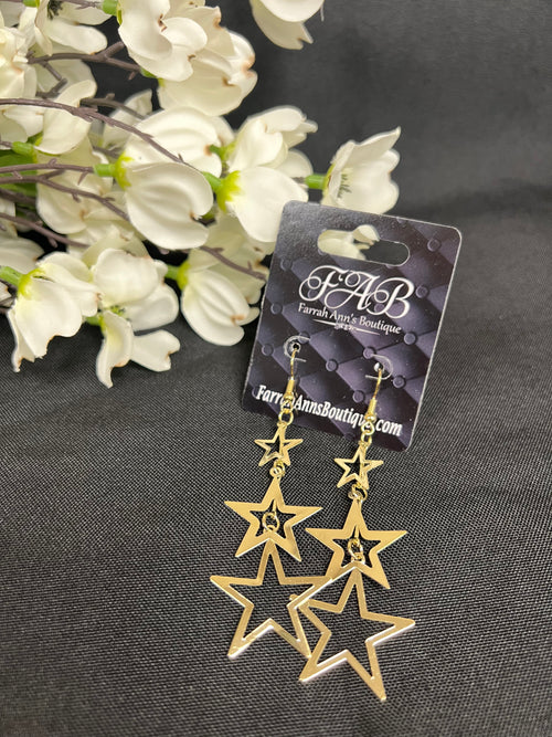 Gold Star Dangle Earrings