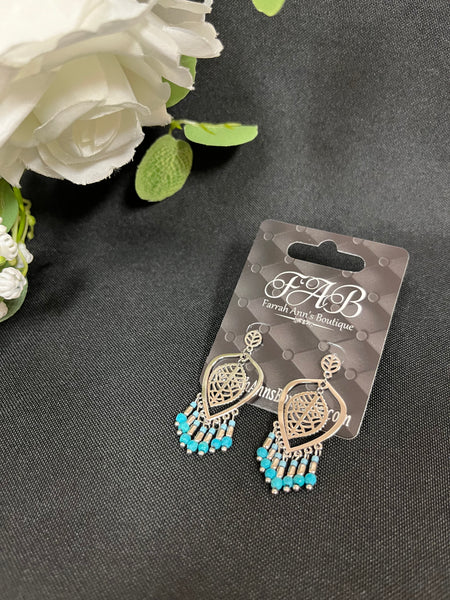 Round Tassel Earrings-Light Blue