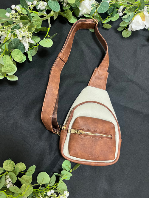 Brown/Ivory Leather Chest bag