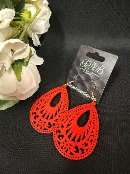 Wooden Earrings-Red