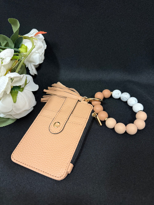 Brown Beaded Wristlet
