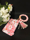 Pink Floral Beaded Wristlet