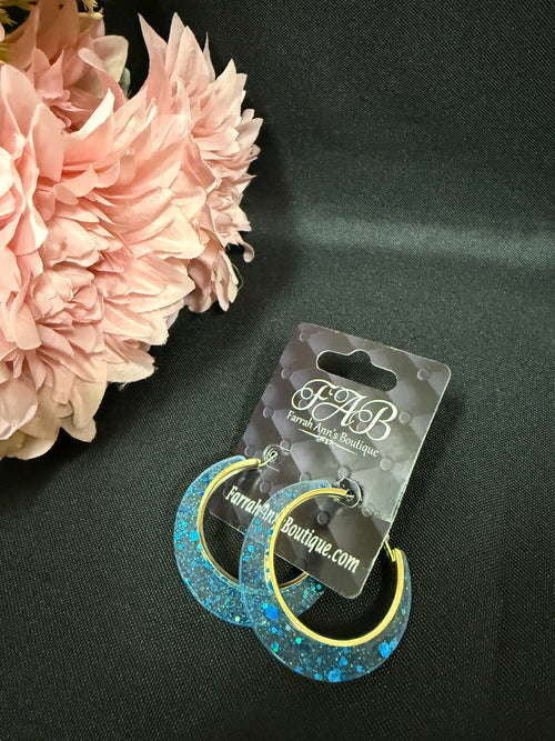 Blue Glitter Hoops