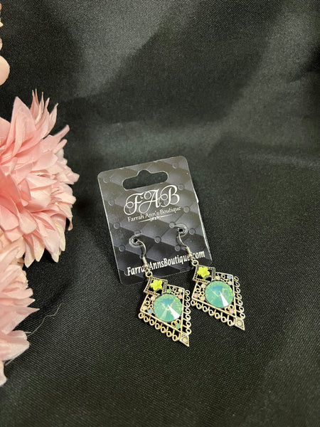 Teal geometric earrings