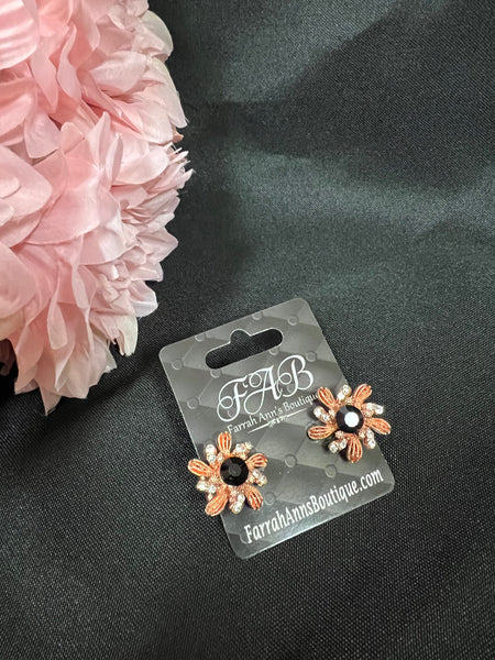 Rose Gold Floral Stud Earrings