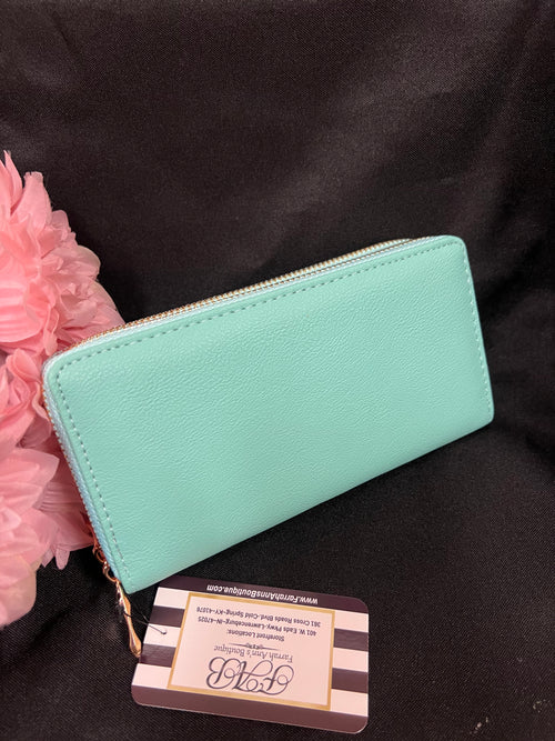 Mint Green Double Zipper Wallet