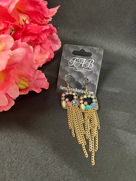 Purple & Gold Dangle Earrings