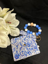 Blue Floral Beaded Cardholder