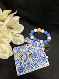 Blue Floral Beaded Cardholder