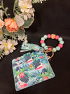 Flamingo Beaded Wristlet
