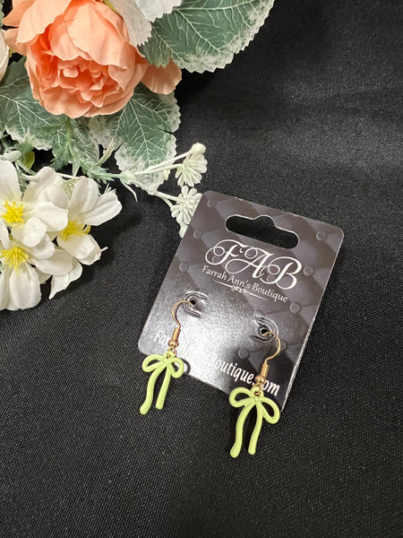 Green Mini Bow Earrings