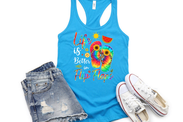 Life is Better in Flip Flops Blue Tank