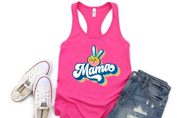 Mama Peace Sign Pink Tank