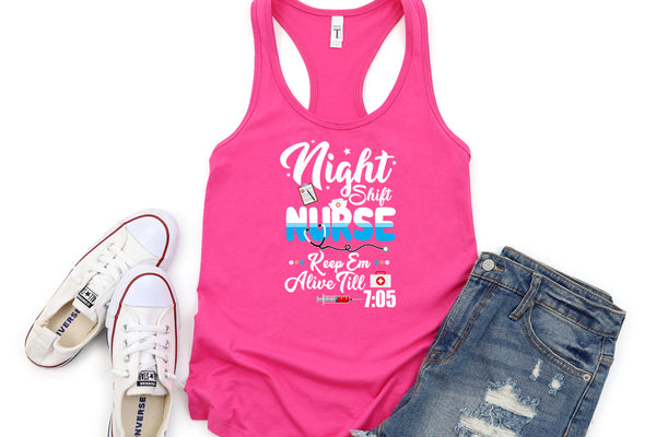 Night Shift Nurse-Pink Tank