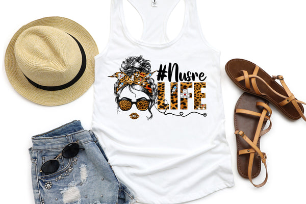 Nurse Life Leopard-White Tank Top