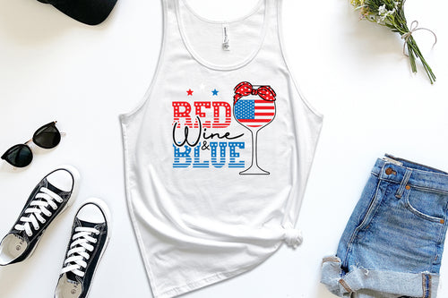 Red Wine & Blue Tank-White