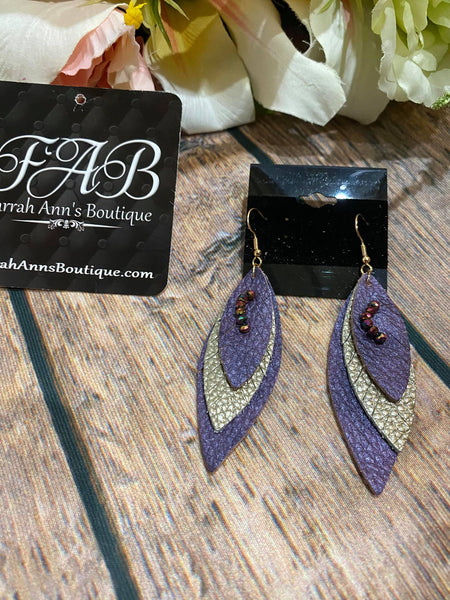 Layered Purple/Gold Earrings