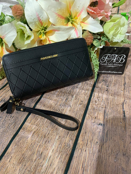 Quilted Wallet-Black