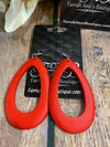 Hollowed Wood Earrings-Red