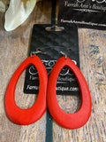 Hollowed Wood Earrings-Red
