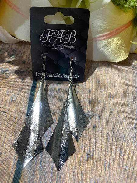 Two Tone Metal Diamond Earrings