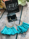 Round Tassel Earrings-Light Blue